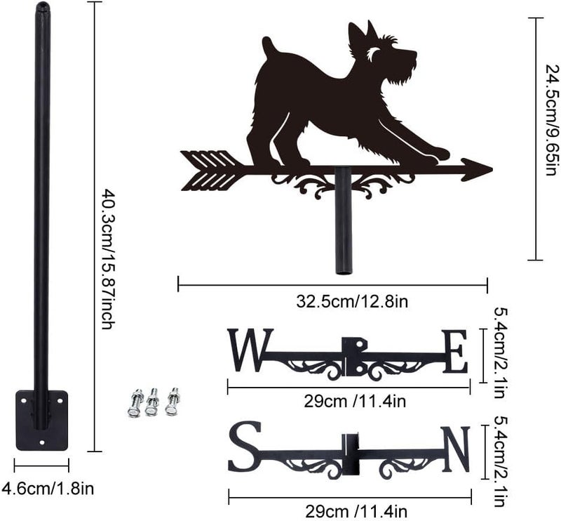 SUPERDANT Schnauzer Weather Vane for Roof Dog Metal Weathervane Animal Wind Vanes Black Wind Direction Indicator for Farmhouse Yard Farm Shed Garden Decoration - Image 1
